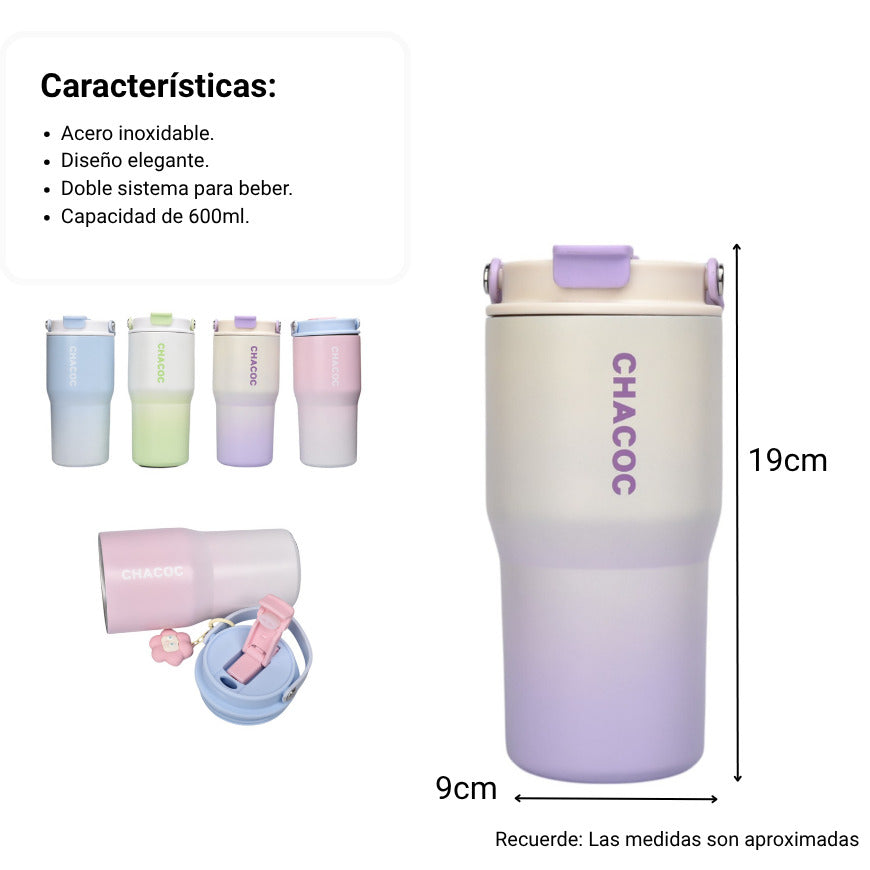 termo acero inoxidable 600ml dim:9x9x19