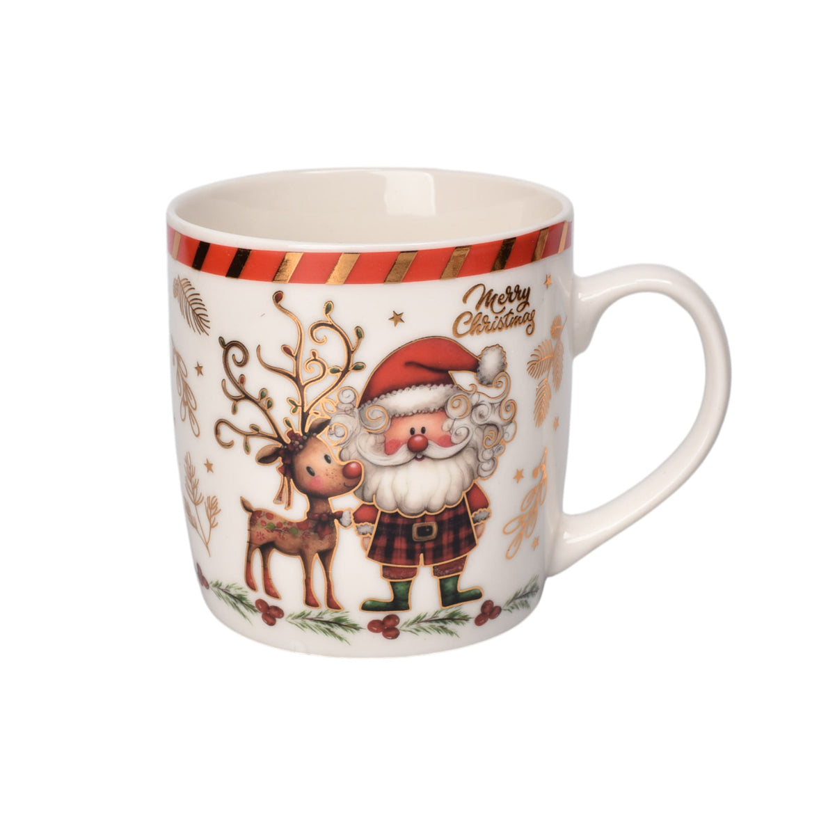 set pocillo navidad con plato ceramica 350ml dim8x8x9