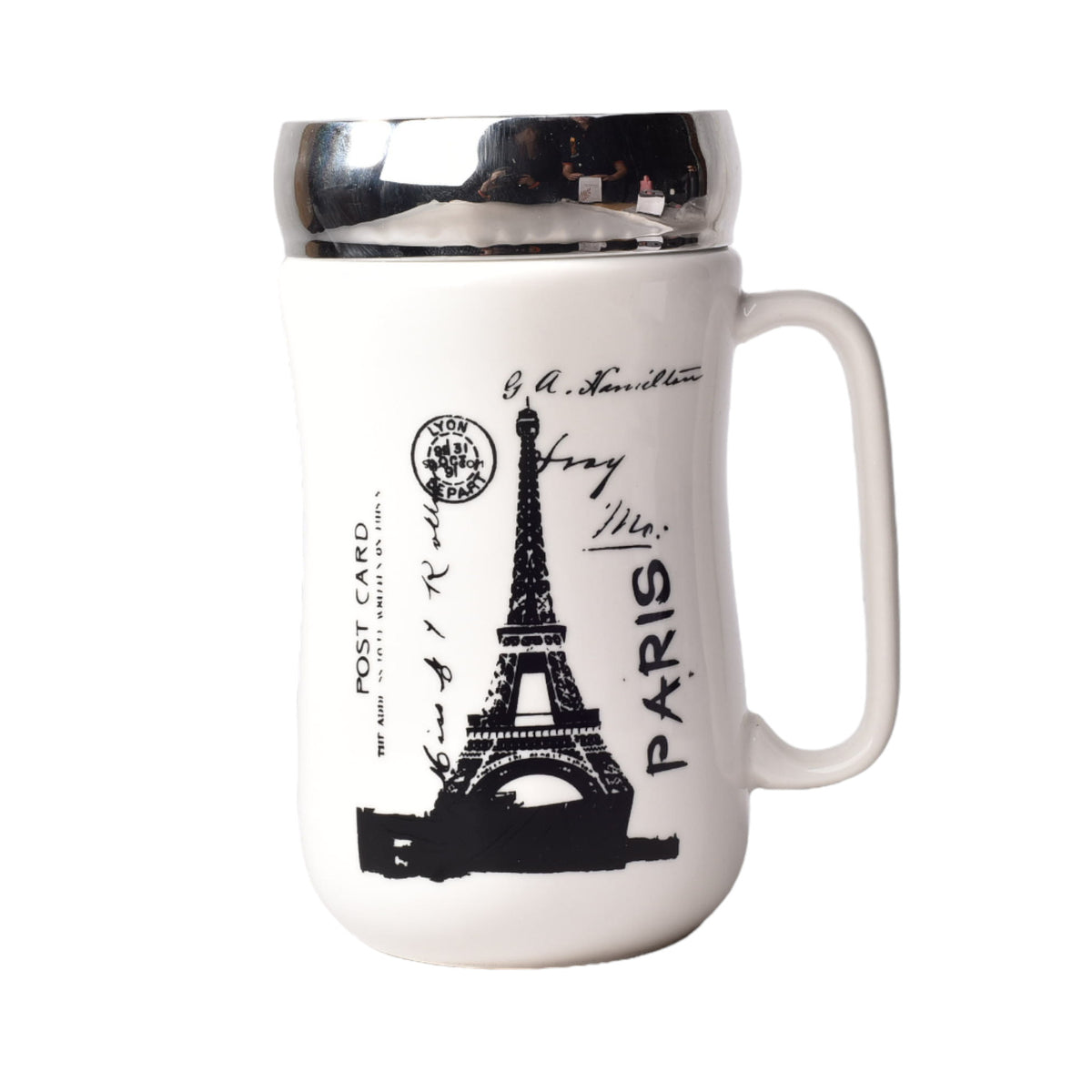 mug pocillo ceramica diferentes diseños con tapa de 400ml