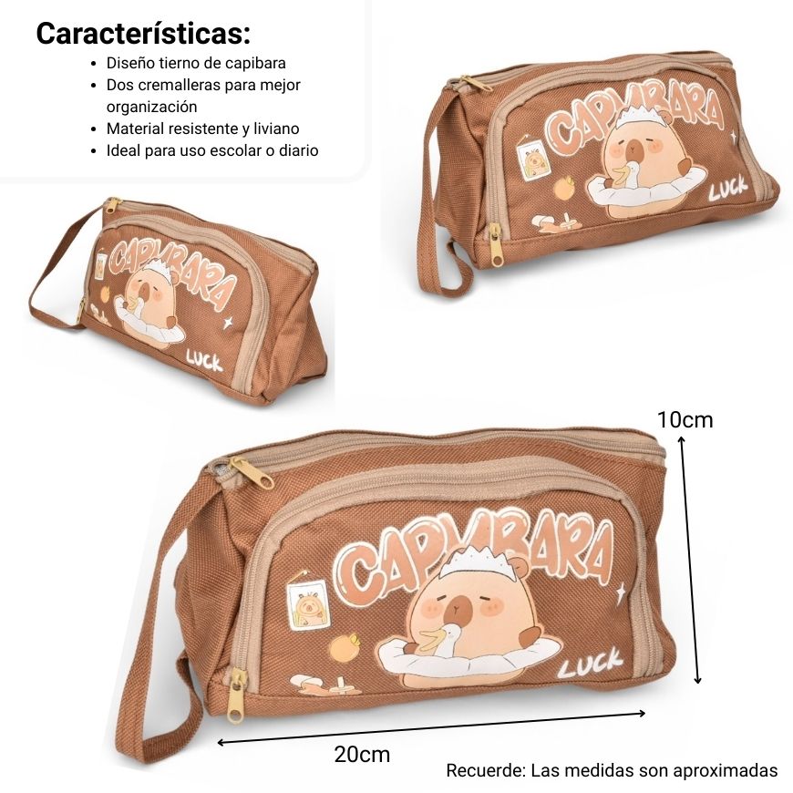 cartuchera capybara poliester dim:20x9x7
