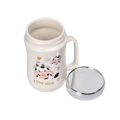 MUG POCILLO CERAMICA TAPA ESPEJO VACAS 450ML