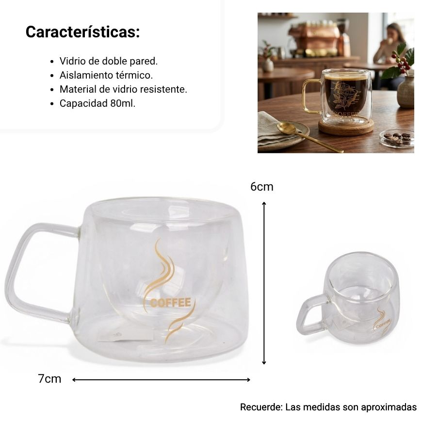 mug pocillo vidrio 80ml dim: 7x6x6
