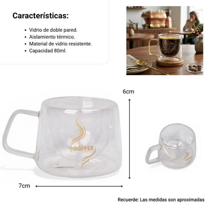 MUG POCILLO VIDRIO 80ML DIM: 7X6X6