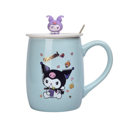 MUG POCILLO CON TAPA CERAMICA Y CUCHARA PERSONAJE 420ML