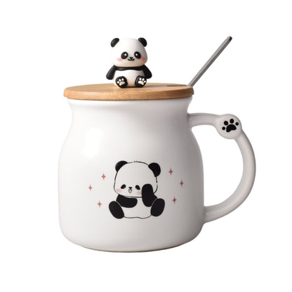MUG POCILLO CERAMICA CON TAPA MADERA Y CUCHARA