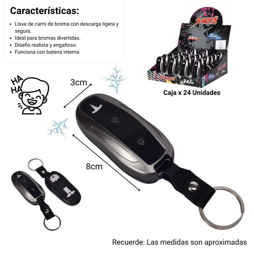 llavero broma shok forma llave carro plastico+metal