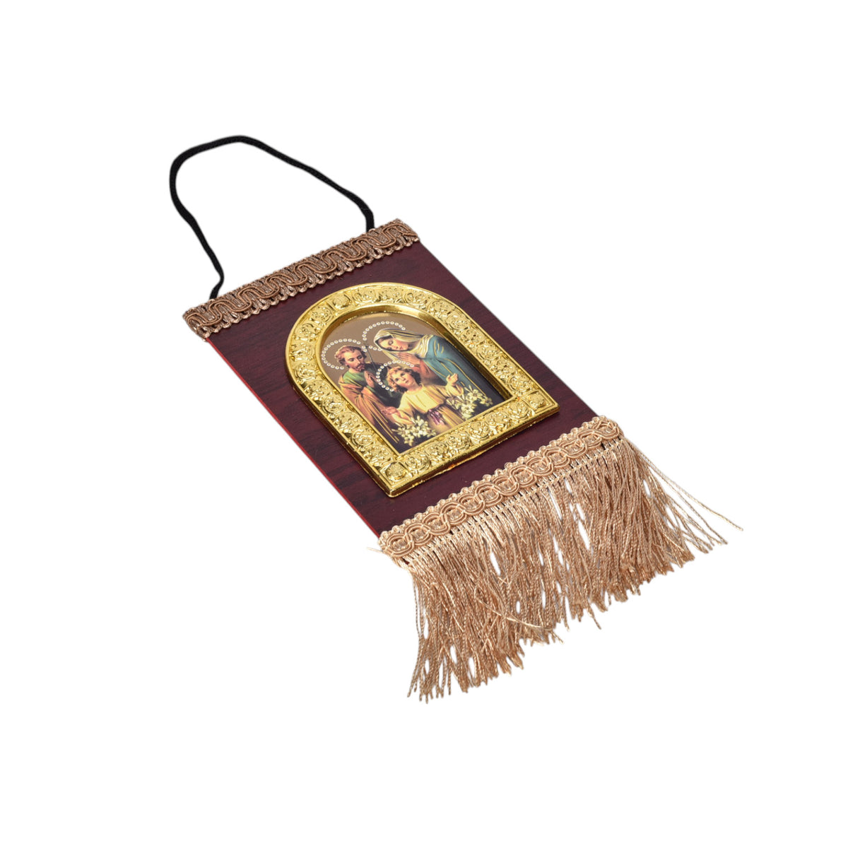 adorno dorado con imagen catolica plastica dim:20x10