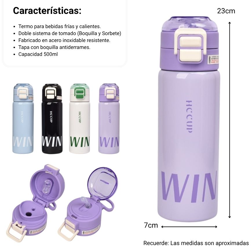 termo acero inoxidable 500ml dim:7x7x22