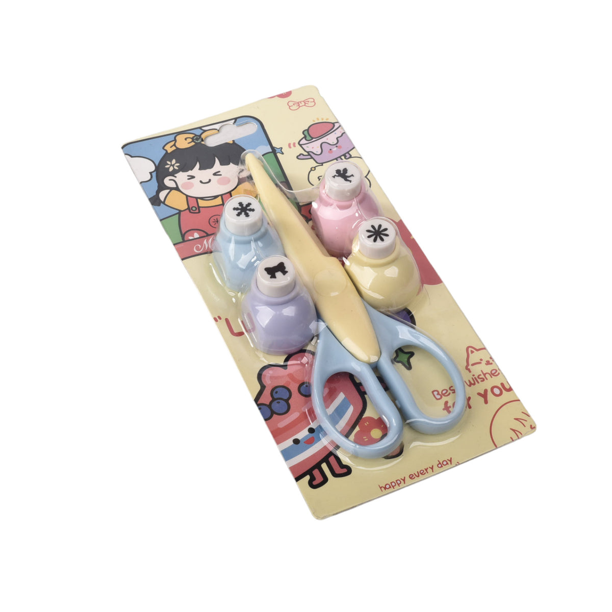 set cortador perforadora con tijeras diseño figuras dim:10