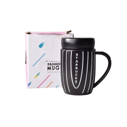 MUG POCILLO CERAMICA CON TAPA 400ML
