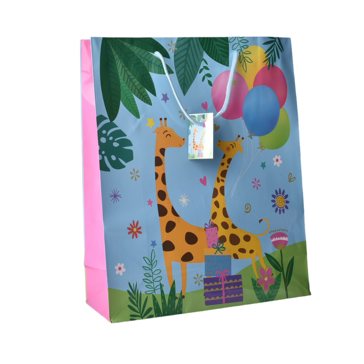 bolsa regalo papel infantil animales grande dim: 30x41x11