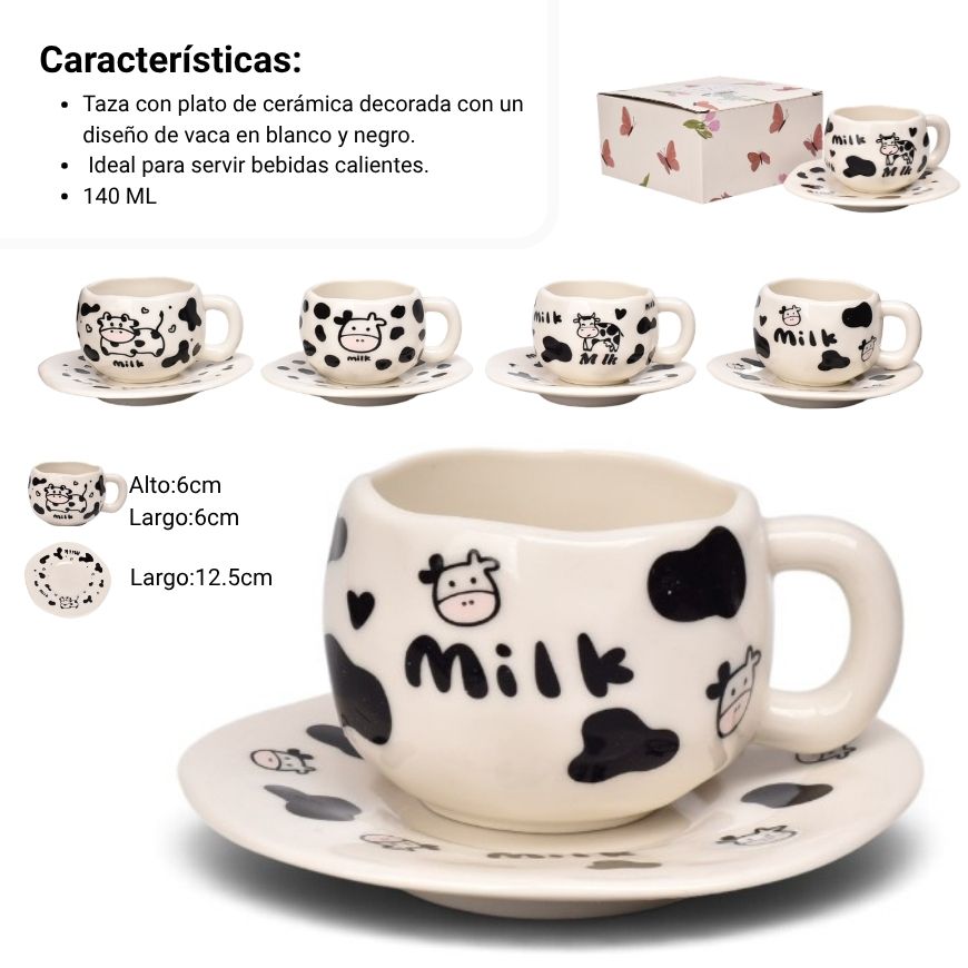 pocillo set con plato 140ml ceramica