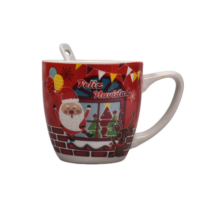 POCILLO DE NAVIDAD CON CUCHARA DIM: 14x14x7
