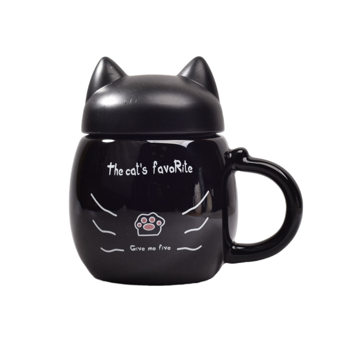 mug ceramica de gato pocillo con tapa