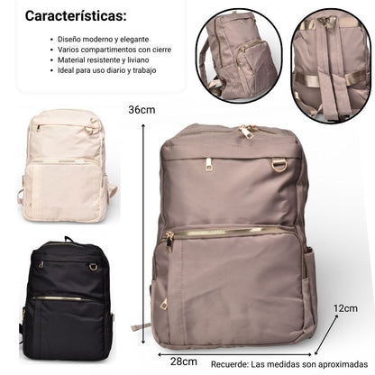 MALETA MORRAL NEGRO Y BEIGE POLIESTER DIM:39X28X12