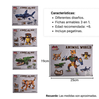 FICHAS DE ARMAR ANIMALES SALVAJES EN PLASTICO