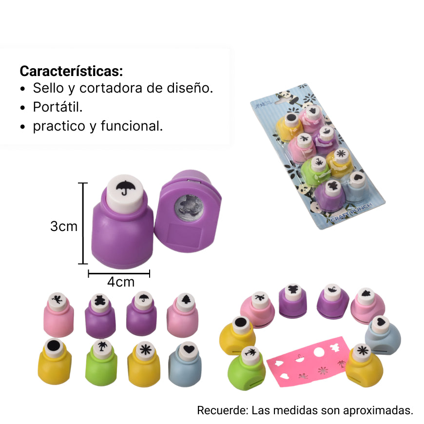 set cortador perforadora con diseño figuras dim:7