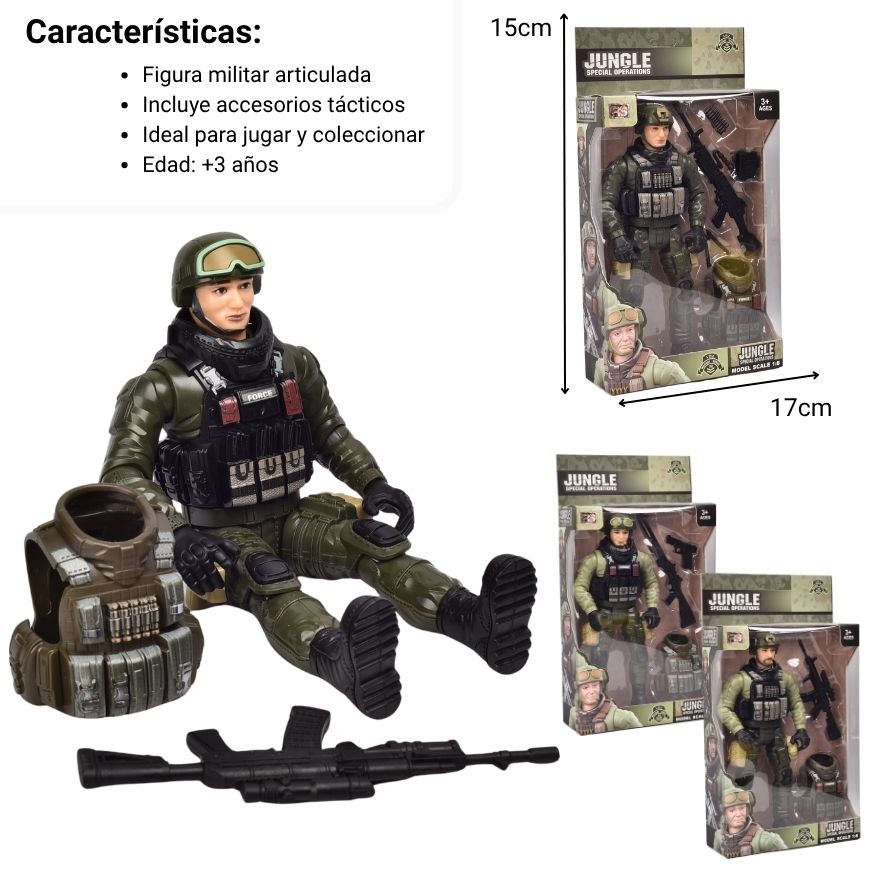 muñeco militar plastico dim: 31*6*17cm