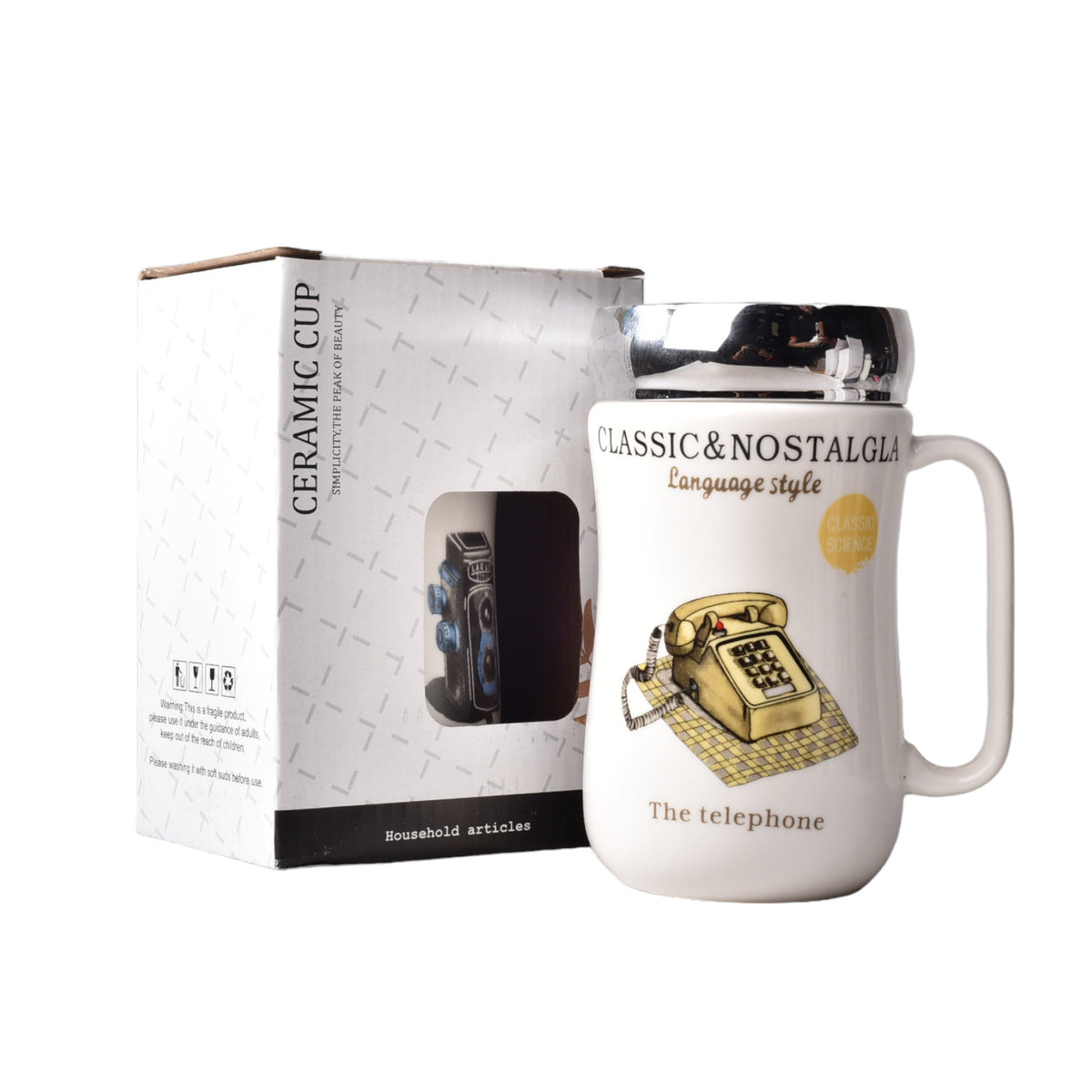 mug pocillo ceramica diferentes diseños con tapa de 400ml