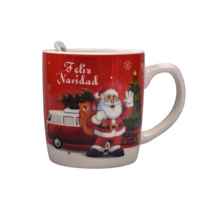 POCILLO Y CUCHARA NAVIDAD EN CERAMICA