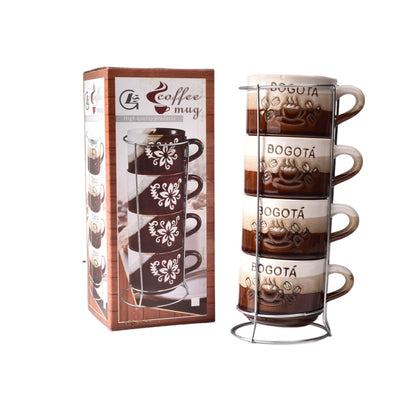 SET 4PCS POCILLOS CON BASE CERAMICA MEDIANO