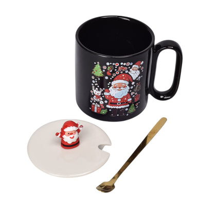 MUG POCILLO CERAMICA DISEÑOS NAVIDAD CON CUCHARA 420ML DIM:9X8