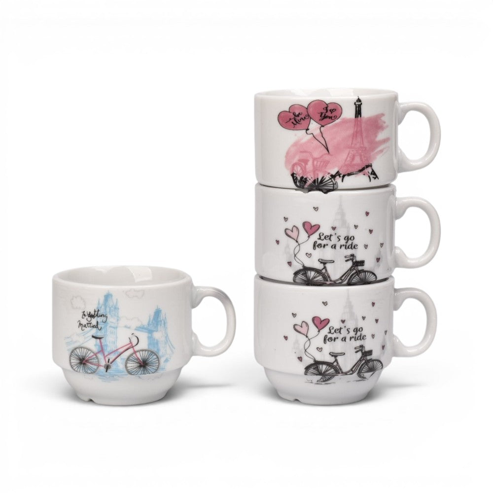 pocillo set 4pcs ceramica con base dim:7x17cm