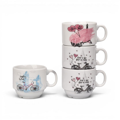 POCILLO SET 4PCS CERAMICA CON BASE DIM:7X17CM