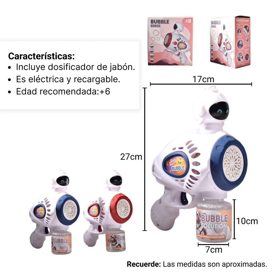 pistola de burbujas astronauta roja y azul