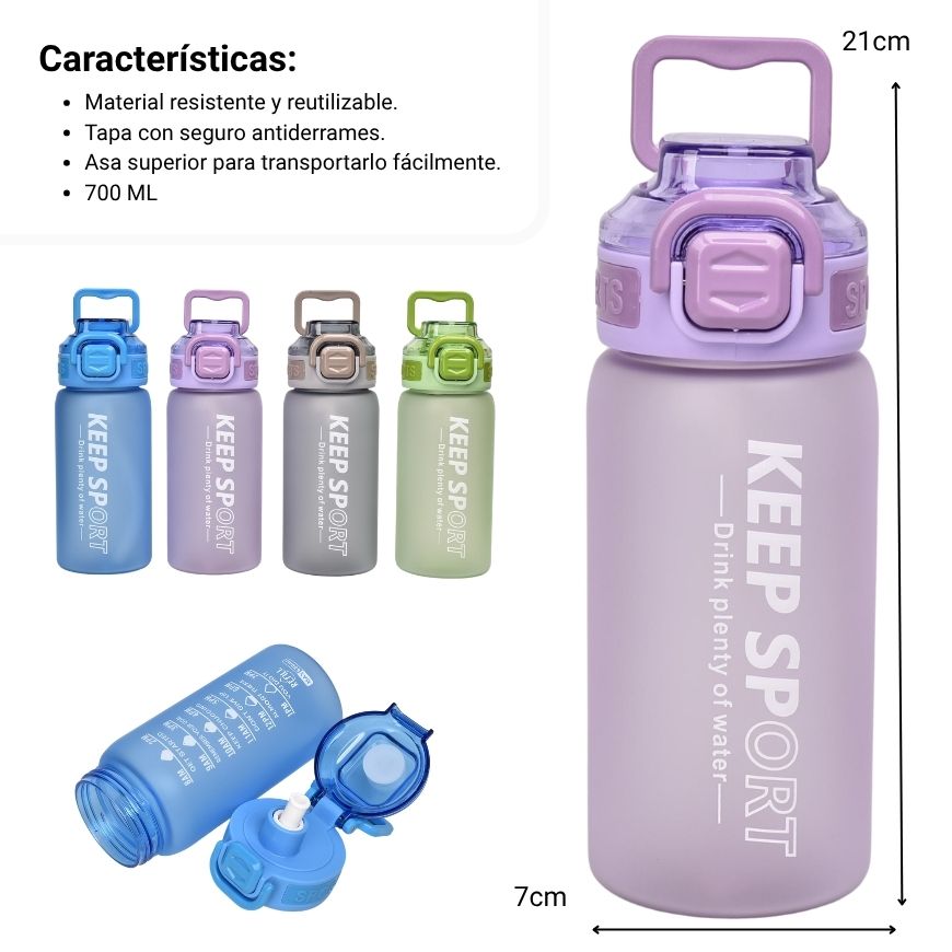 botella de agua 650ml plastico