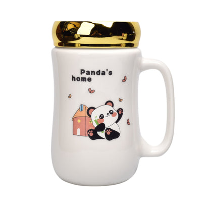 POCILLO CERAMICA DISEÑO OSO CON TAPA 450ML DIM:7X14