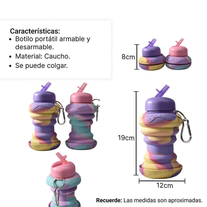 botella de agua plegable 550ml silicona mujer