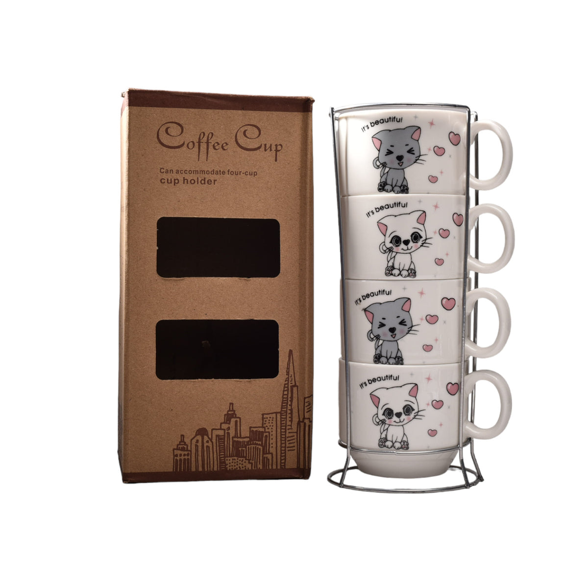 set 4pcs pocillos con base ceramica pequeño