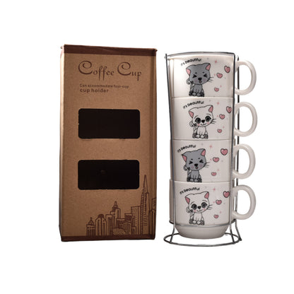 SET 4PCS POCILLOS CON BASE CERAMICA PEQUEÑO