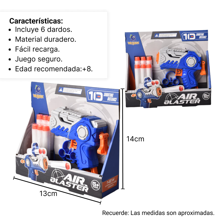 pistola lanza dardos x 6 dardos