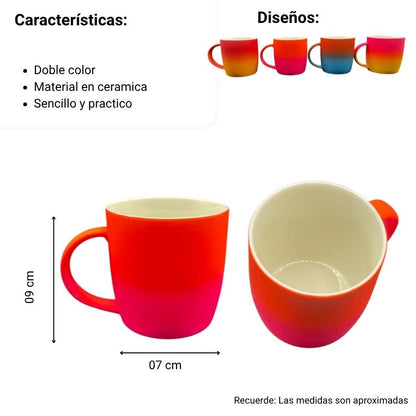 MUG POCILLO CERAMICA DOBLE COLOR
