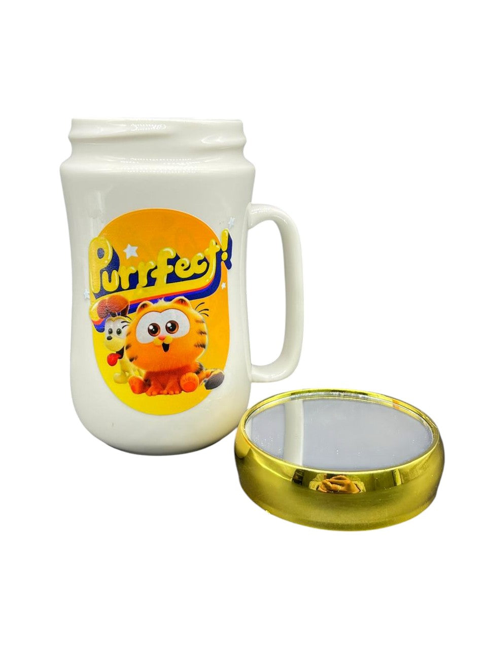 mug pocillo ceramica con tapa espejo personaje 450ml
