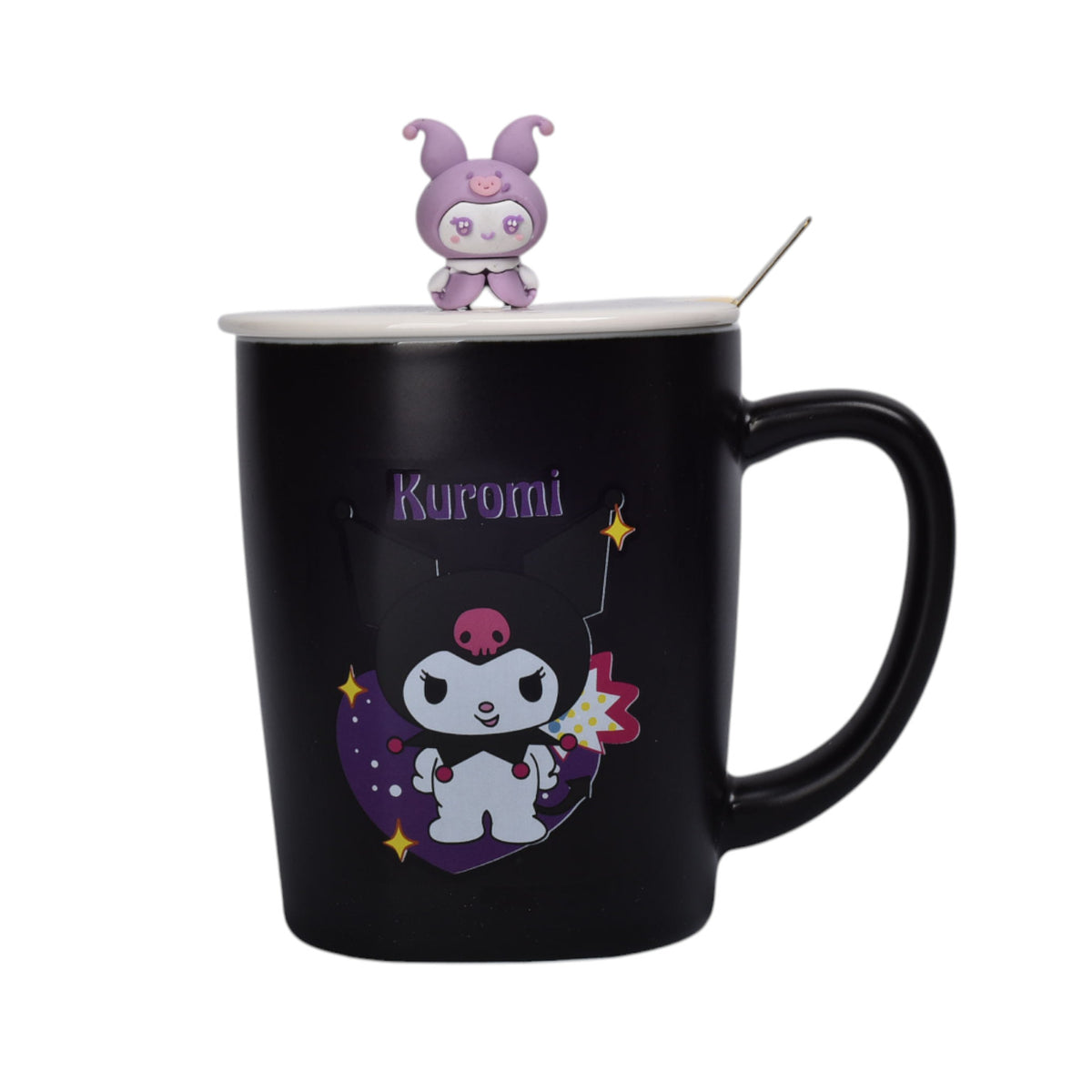 mug pocillo ceramica personaje con tapa de 420ml