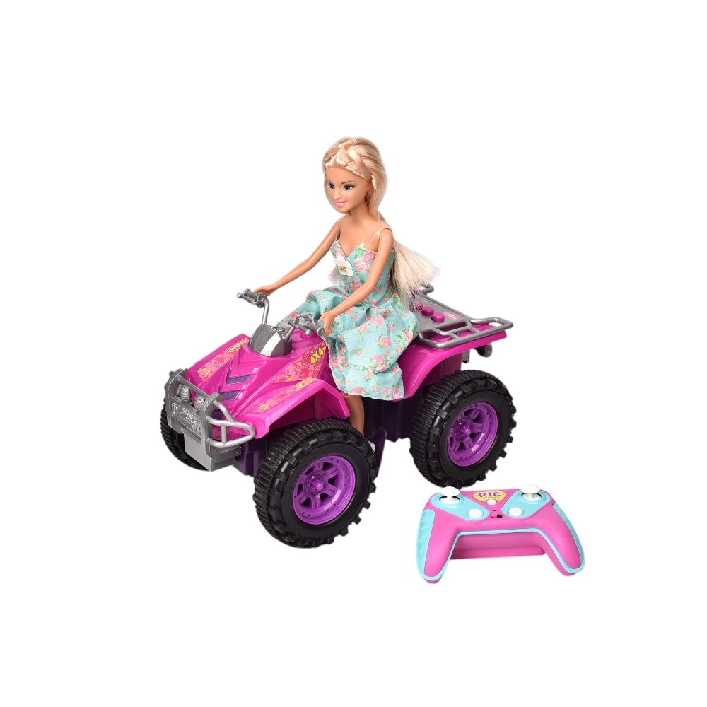 carro a control remoto con muñeca dim: 17 x 27.5x 31 cm
