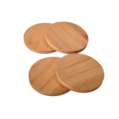 SET 4 UNIDADES PORTAVASOS REDONDOS EN BAMBU DE COLOR MADERA