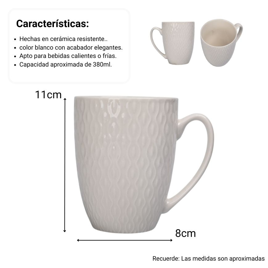 mug pocillo ceramica blanco 380ml dim:8x8x11