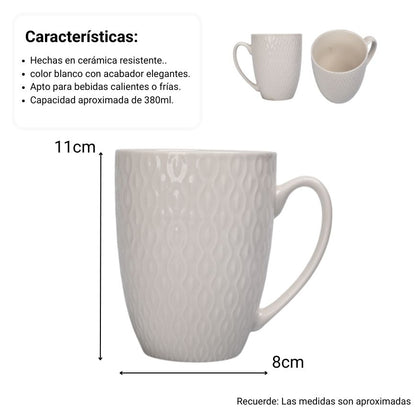 MUG POCILLO CERAMICA BLANCO 380ML DIM:8X8X11