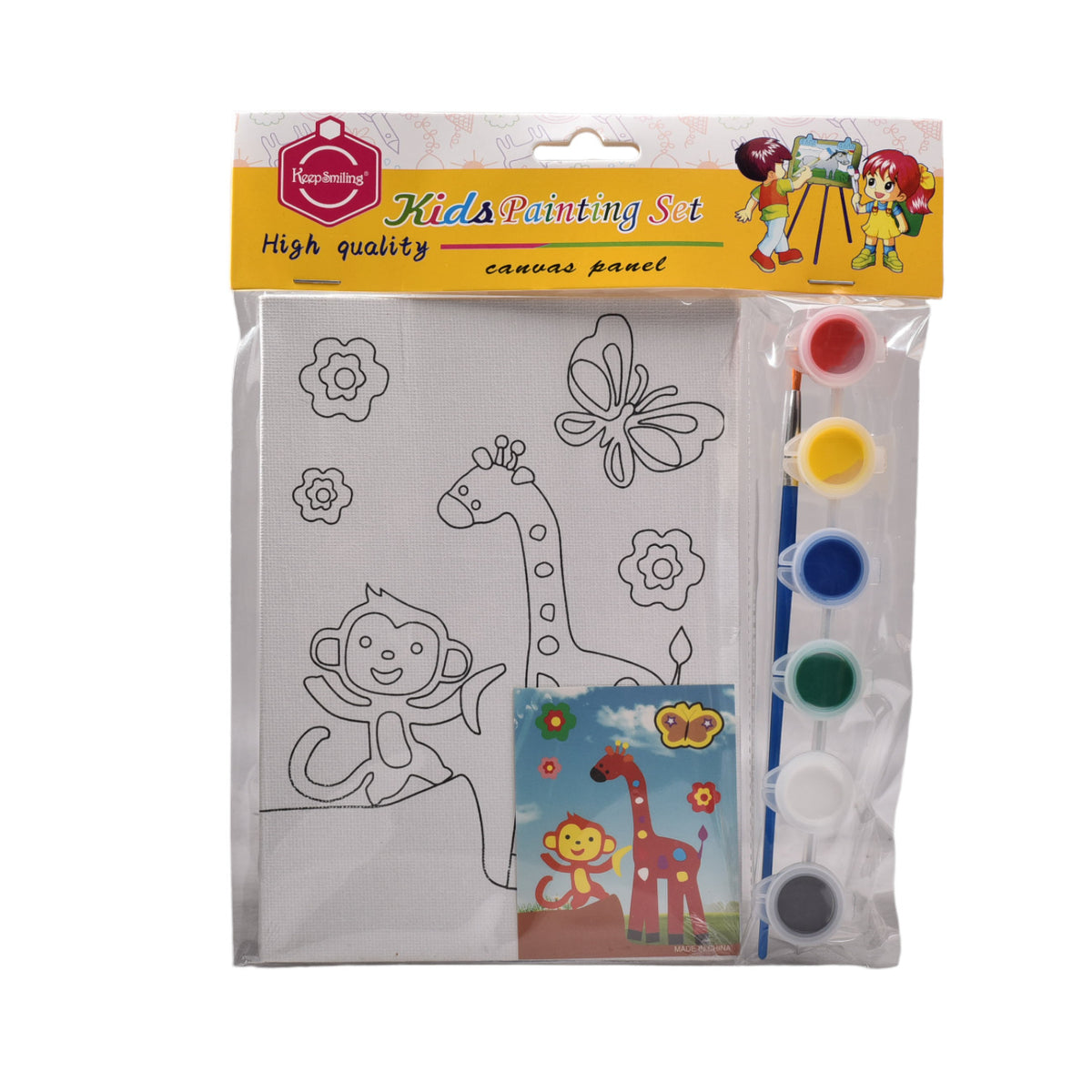 set lienzo cuadrado animales madera+fibra con temperas