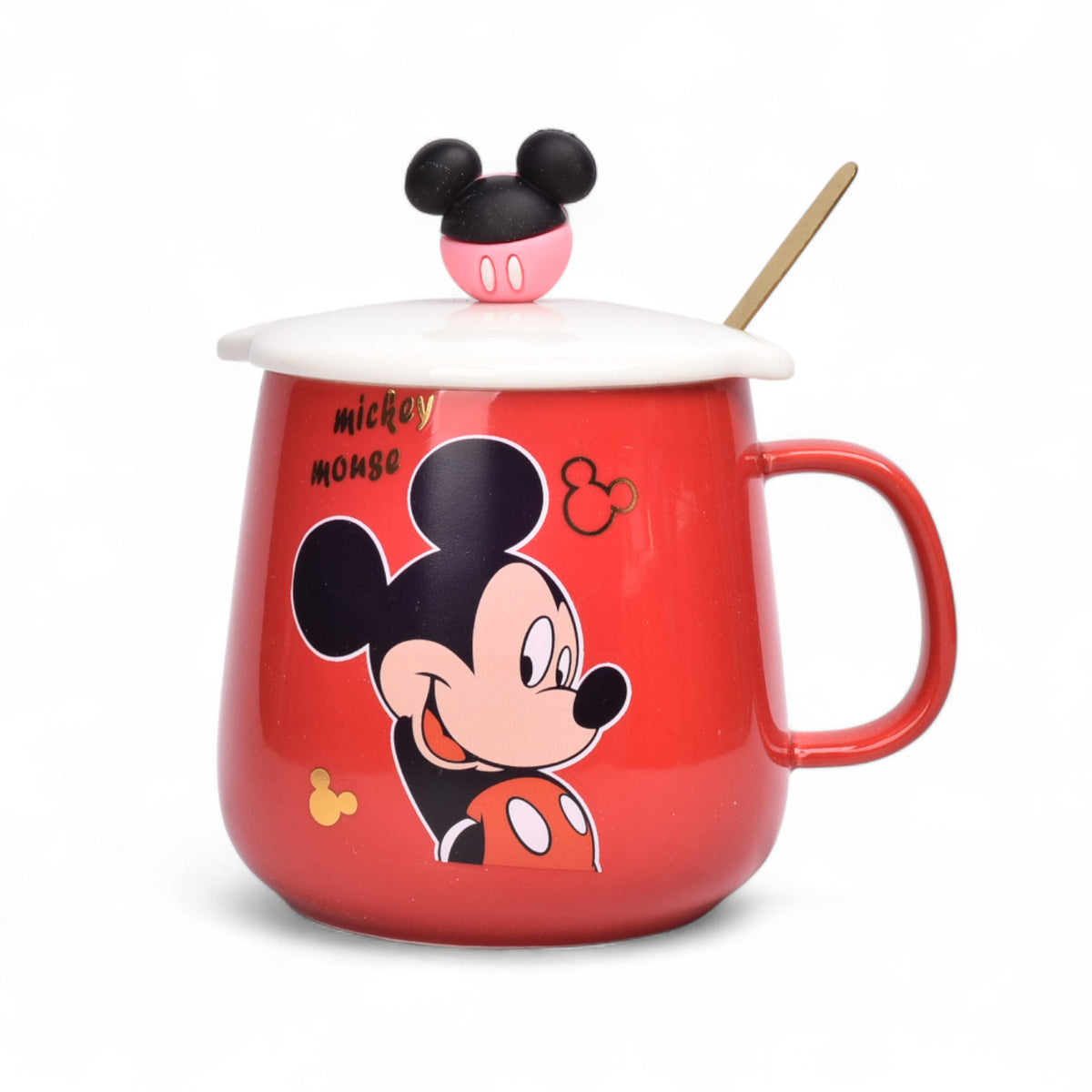 mug pocillo ceramica personaje con tapa y cuchara 350ml dim:7x7