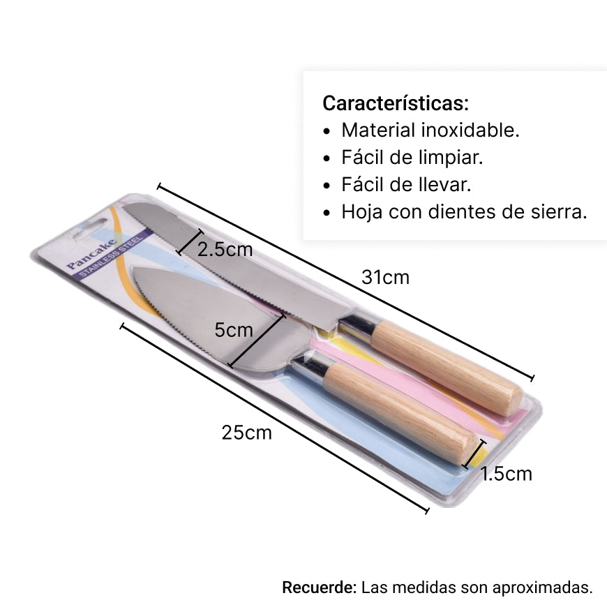 cuchillo y pala en metal pastelera dim:30*10cm
