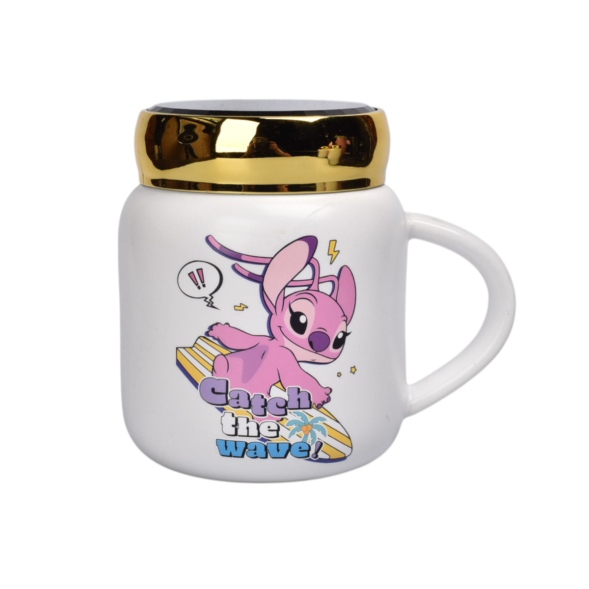 mug pocillo ceramica personaje con tapa espejo 420ml