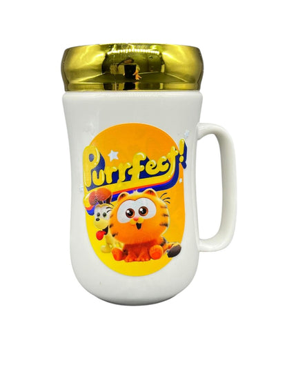 MUG POCILLO CERAMICA CON TAPA ESPEJO PERSONAJE 450ML