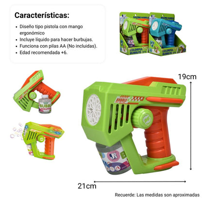 JUGUETE PISTOLA DE BURBUJAS DIM:19X9X21