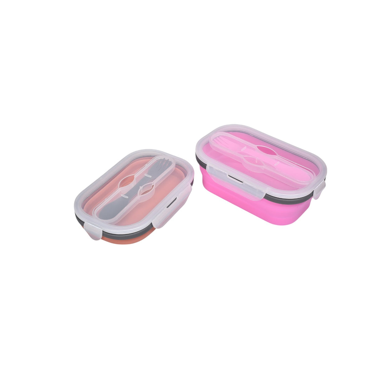 portacomida plegable plastico silicona con cubierto dim:19x12x7