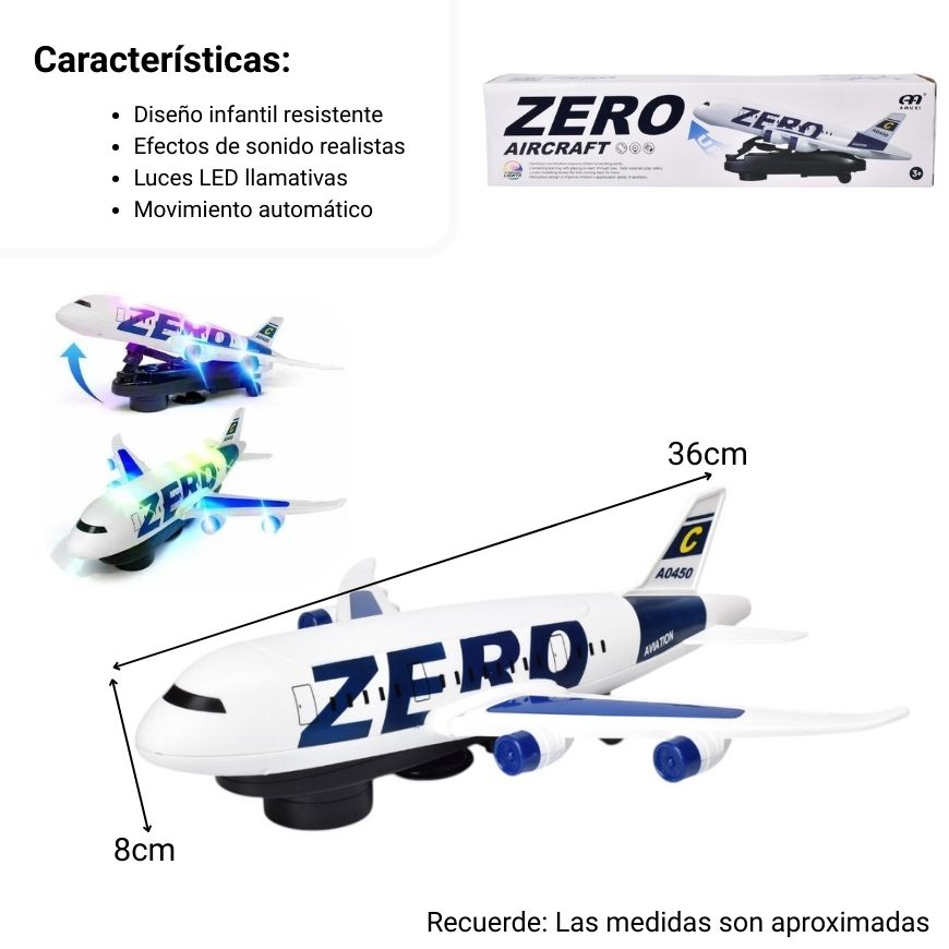 juguete avion con luces y movimiento dim:36x8x8